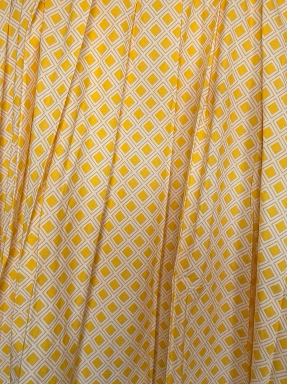 NWT Michael Michael Kors Yellow Geo Diamond Print Pleated Midi Skirt Cotton Med - Picture 4 of 8